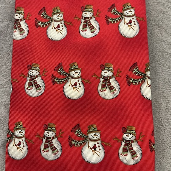 EUC Holiday Traditions by MMG Hallmark Design Collection Red Snowman Silk Tie - Picture 1 of 4